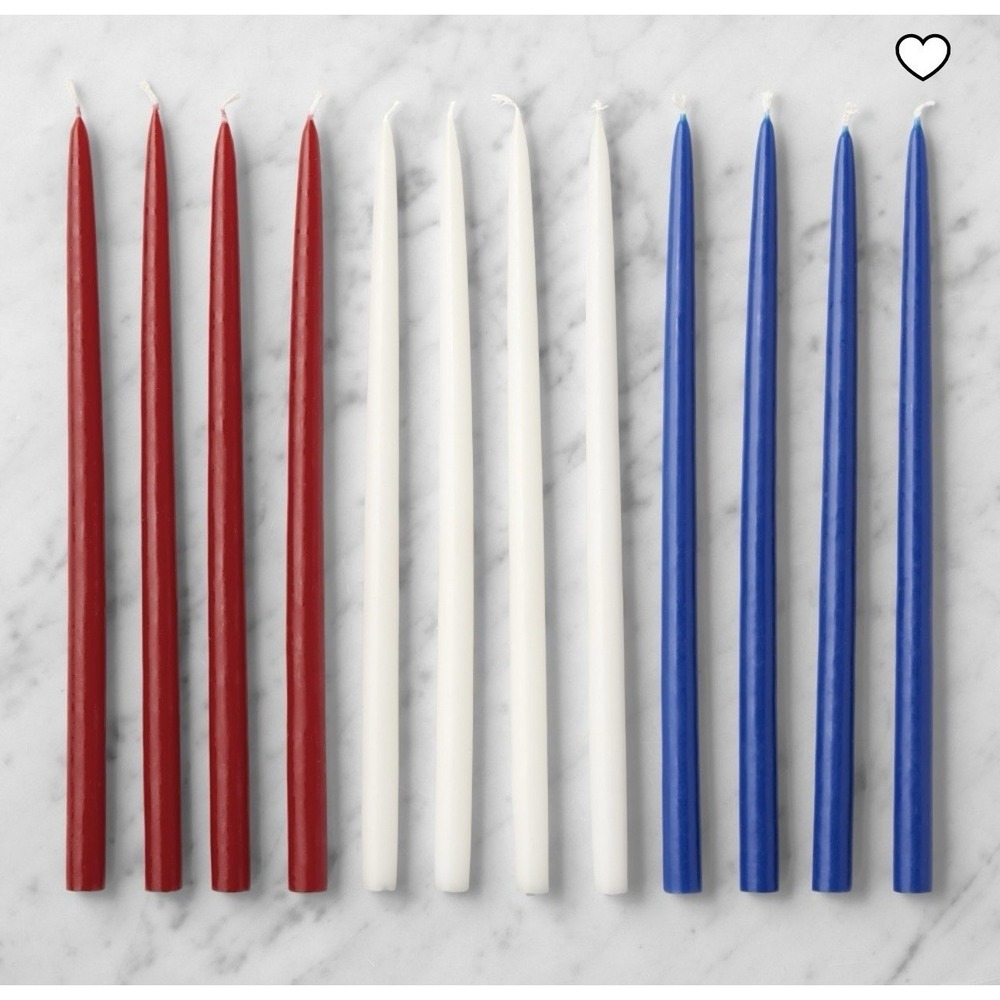 Williams Sonoma Americana Tiny Taper Candles Set of 12 Red White Blue NIB
